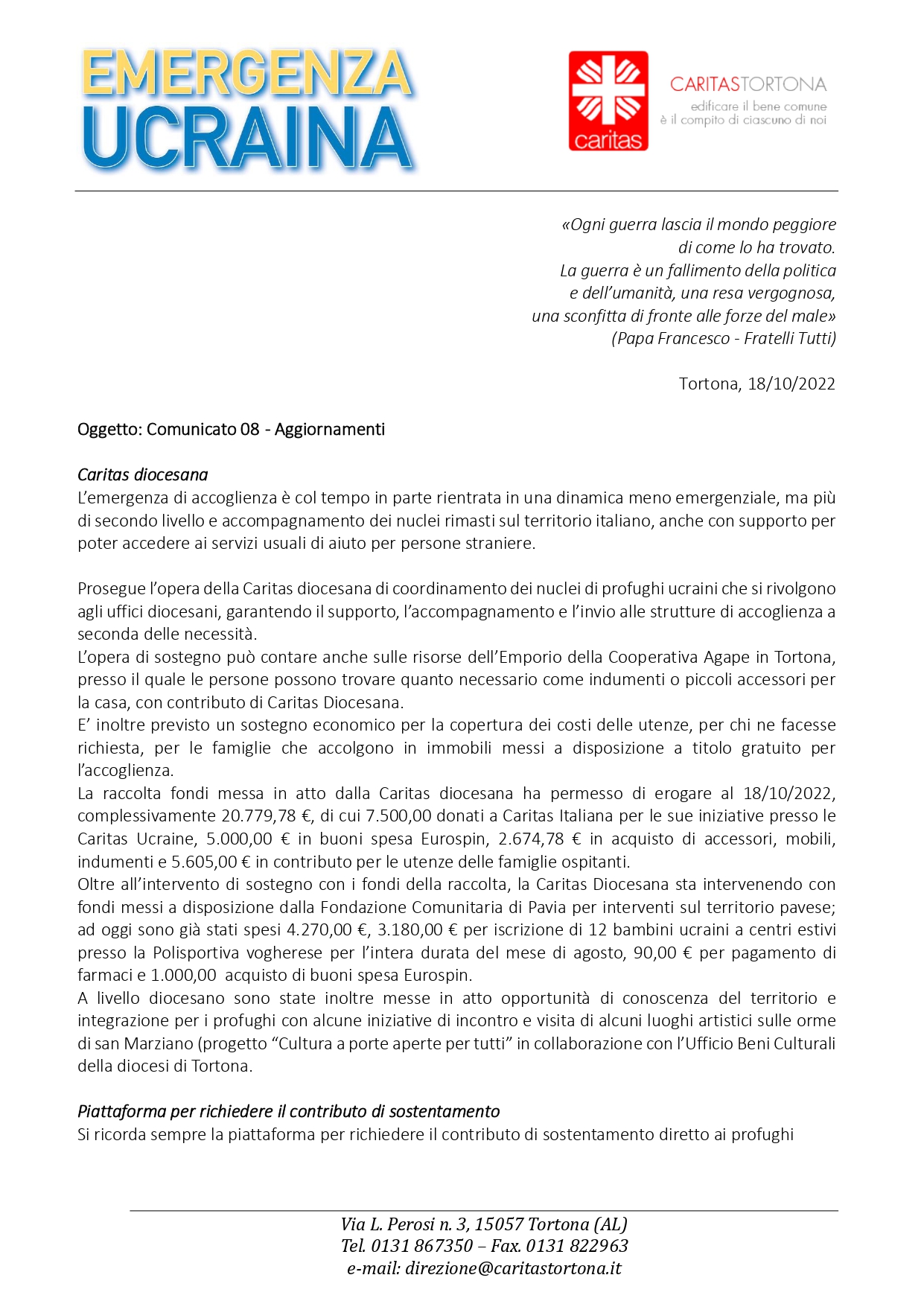 Emergenza Ucraina - Aggiornamenti